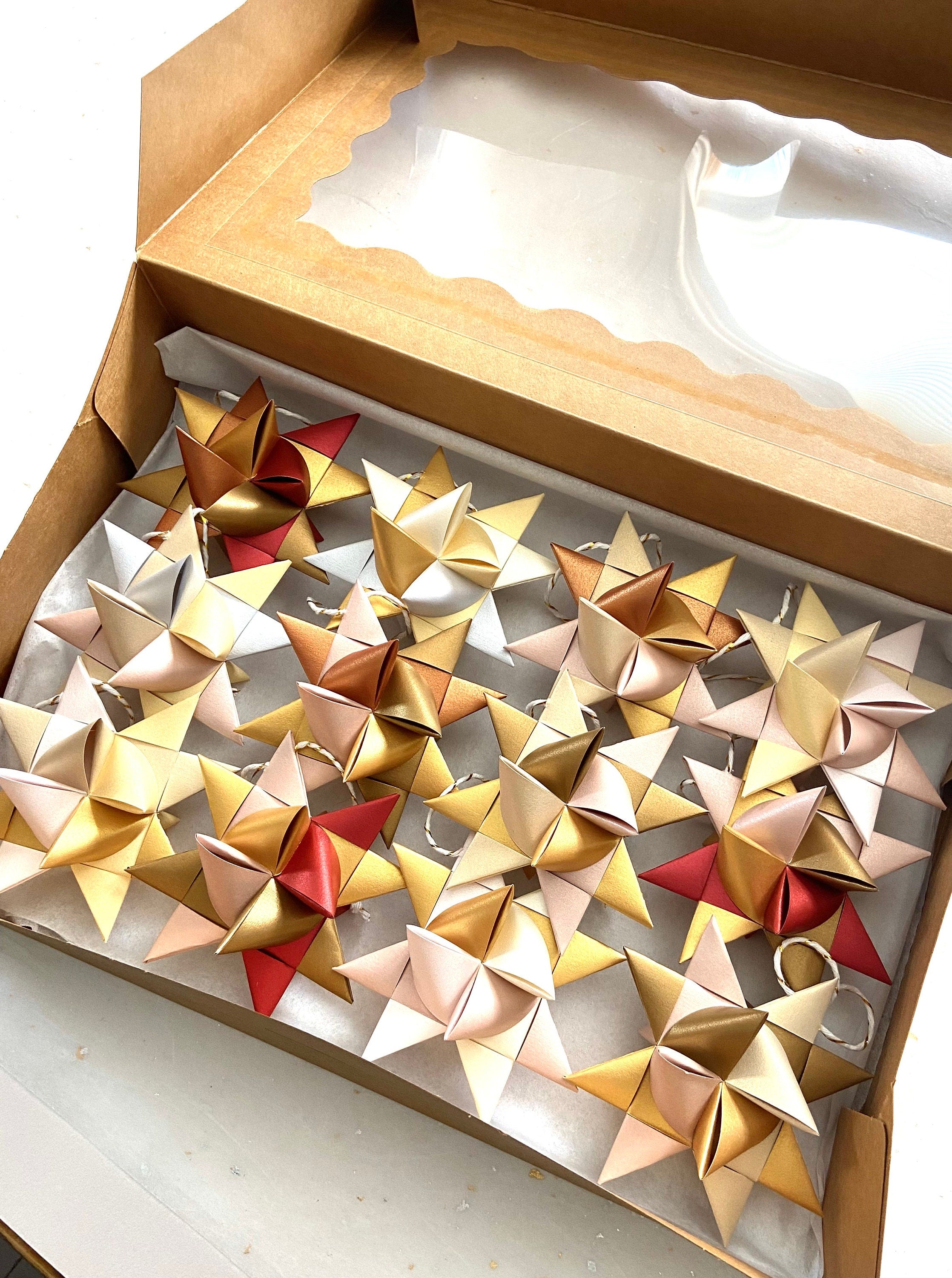 Shimmer Christmas Tree Mix~ Paper Star Ornaments (3 inch)