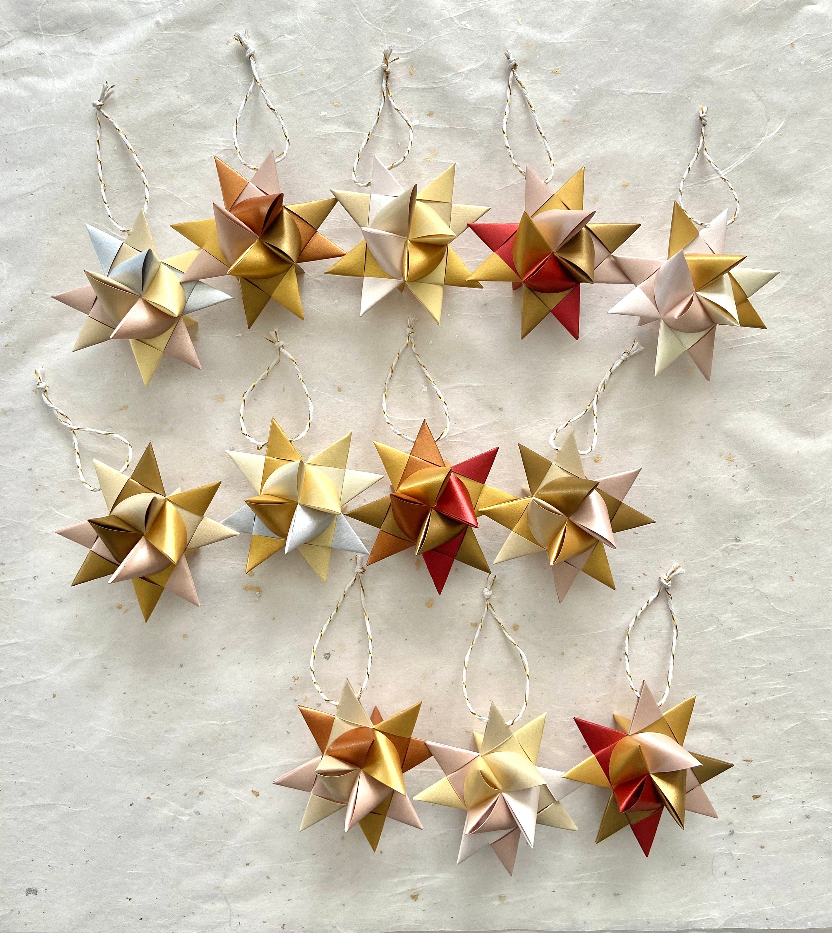 Shimmer Christmas Tree Mix~ Paper Star Ornaments (3 inch)