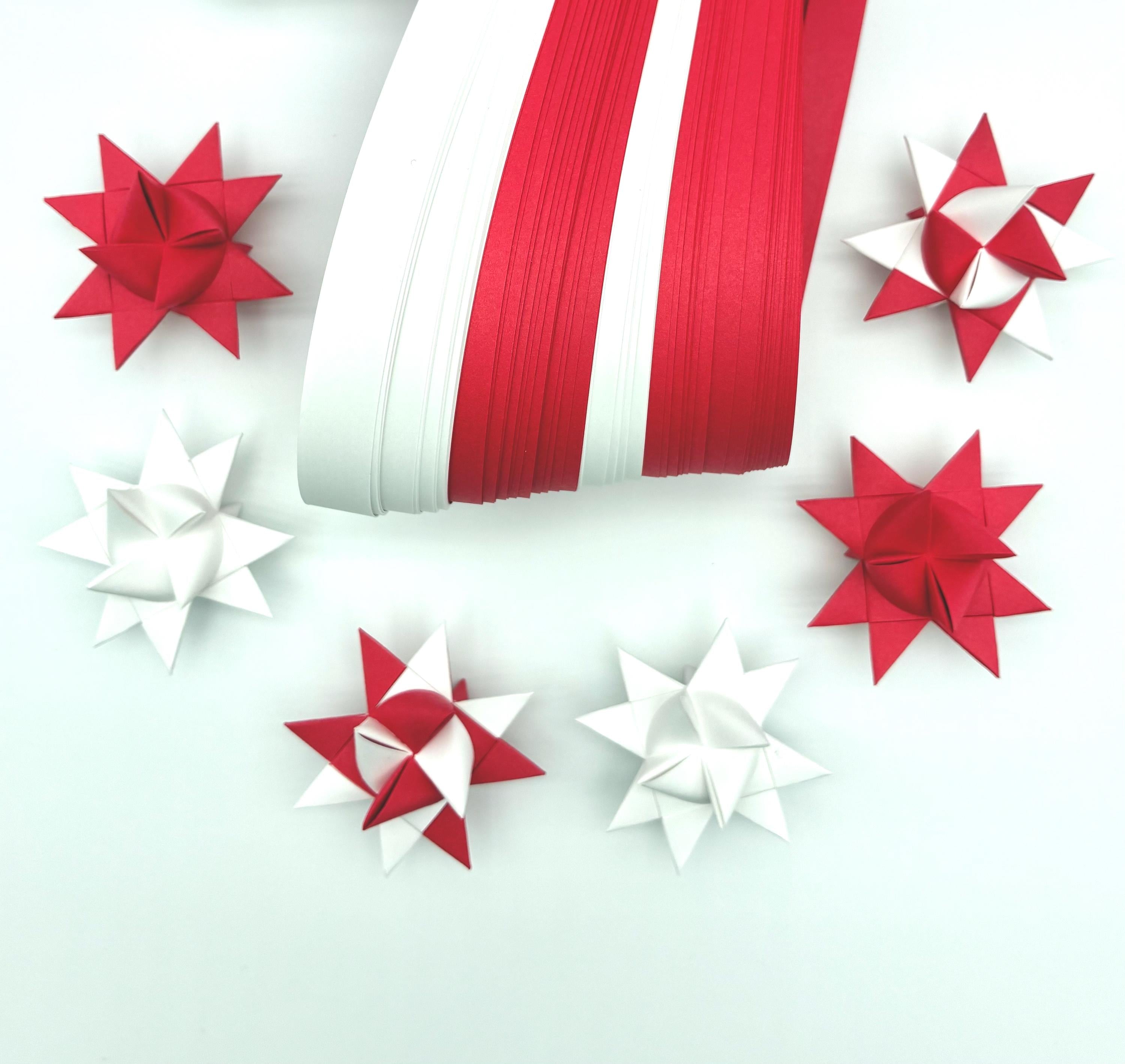 Paper Star Kit~ Froebel Paper Strips & Instructions (100ct) Red/White