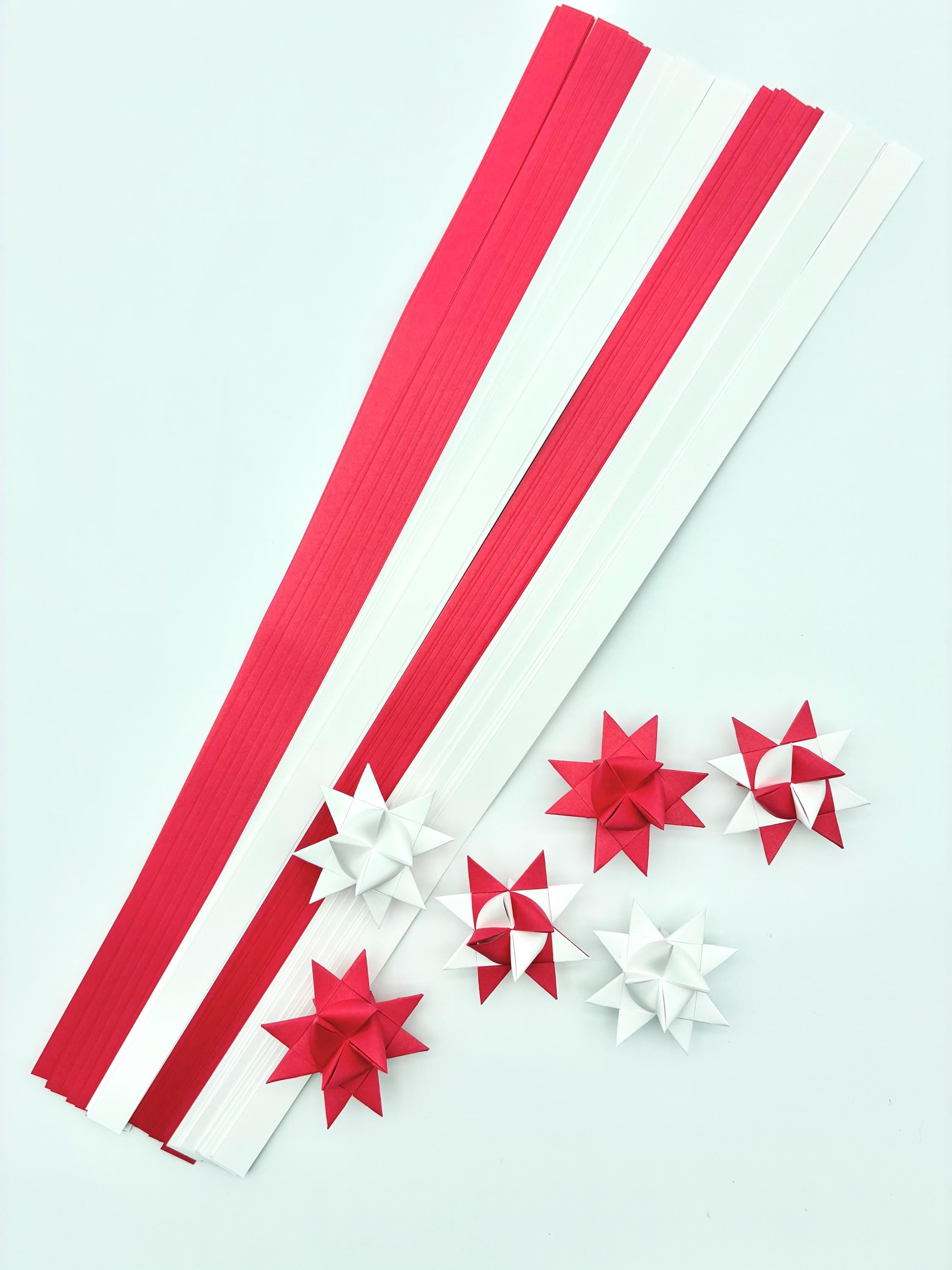 Paper Star Kit~ Froebel Paper Strips & Instructions (100ct) Red/White