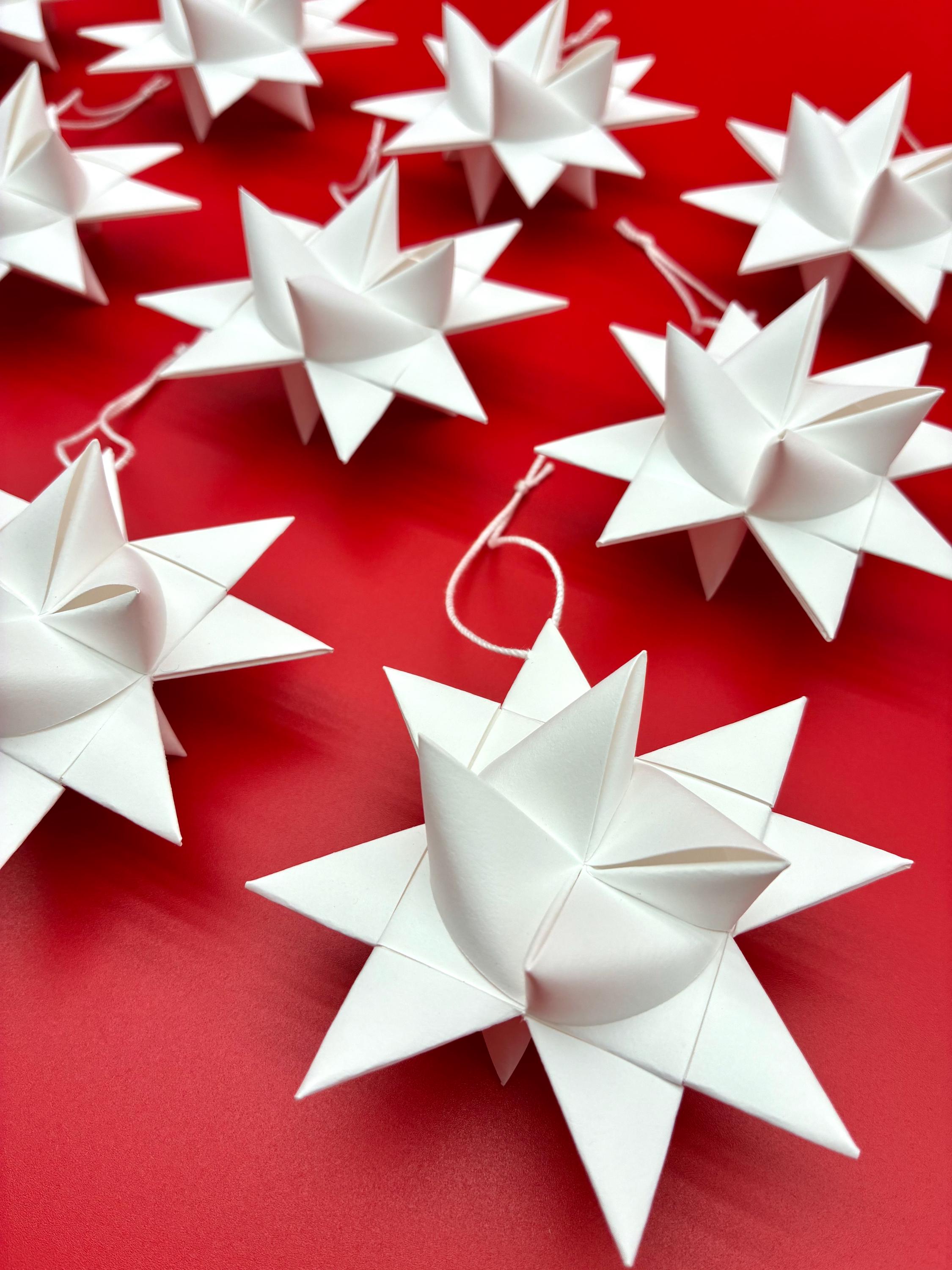 Moravian Paper Star Ornaments ~Bright White (You Choose Color & Size)