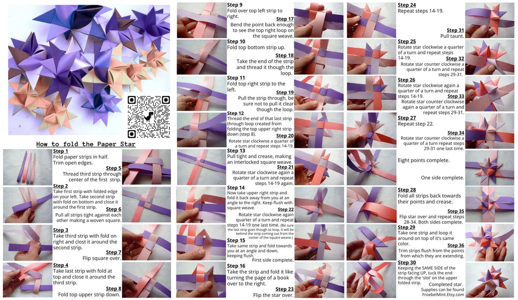 Paper Star Kit~ Froebel Paper Strips & Instructions (100ct) Rainbow