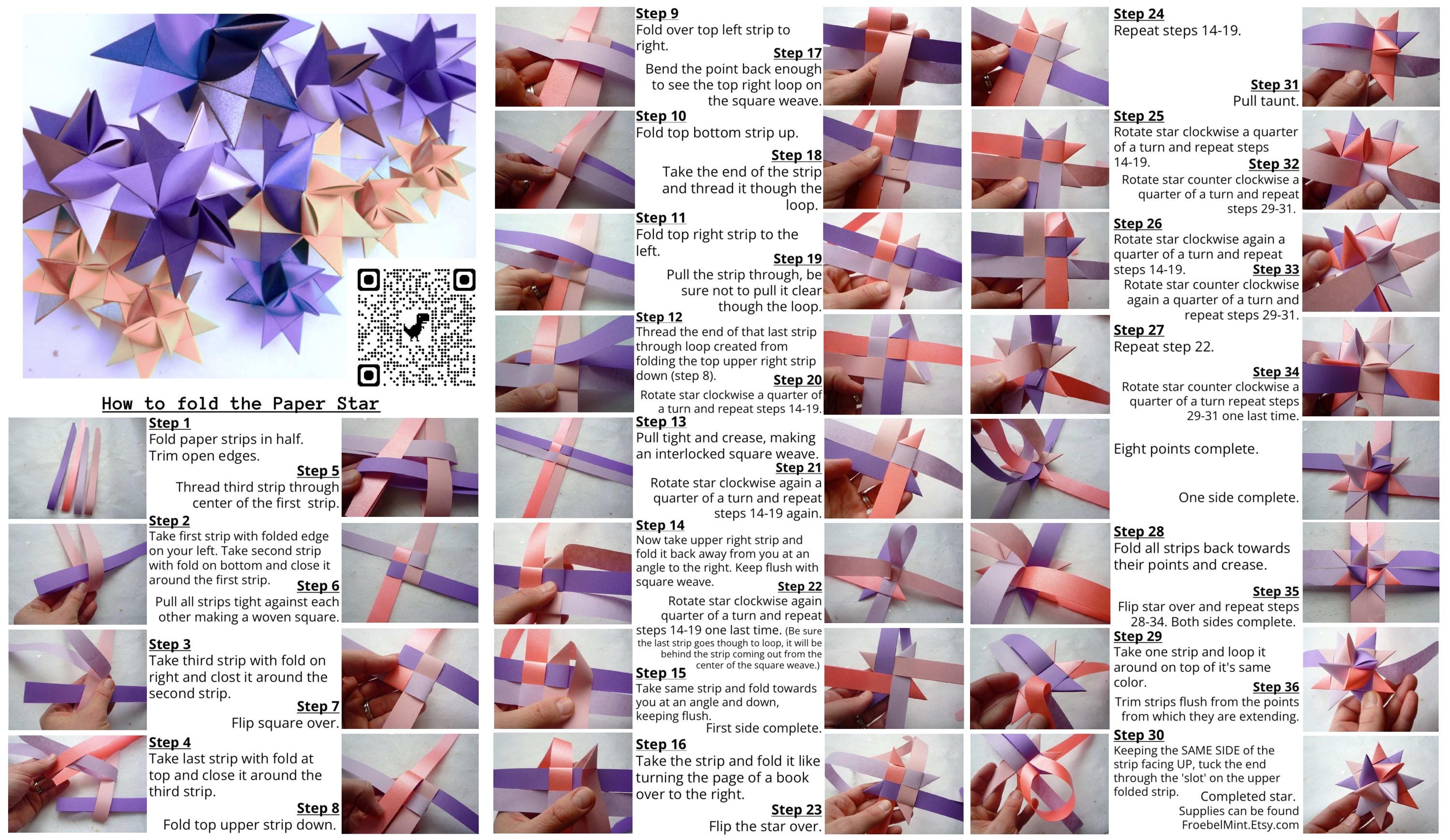 Paper Star Kit~ Froebel Paper Strips & Instructions (100ct) Rainbow