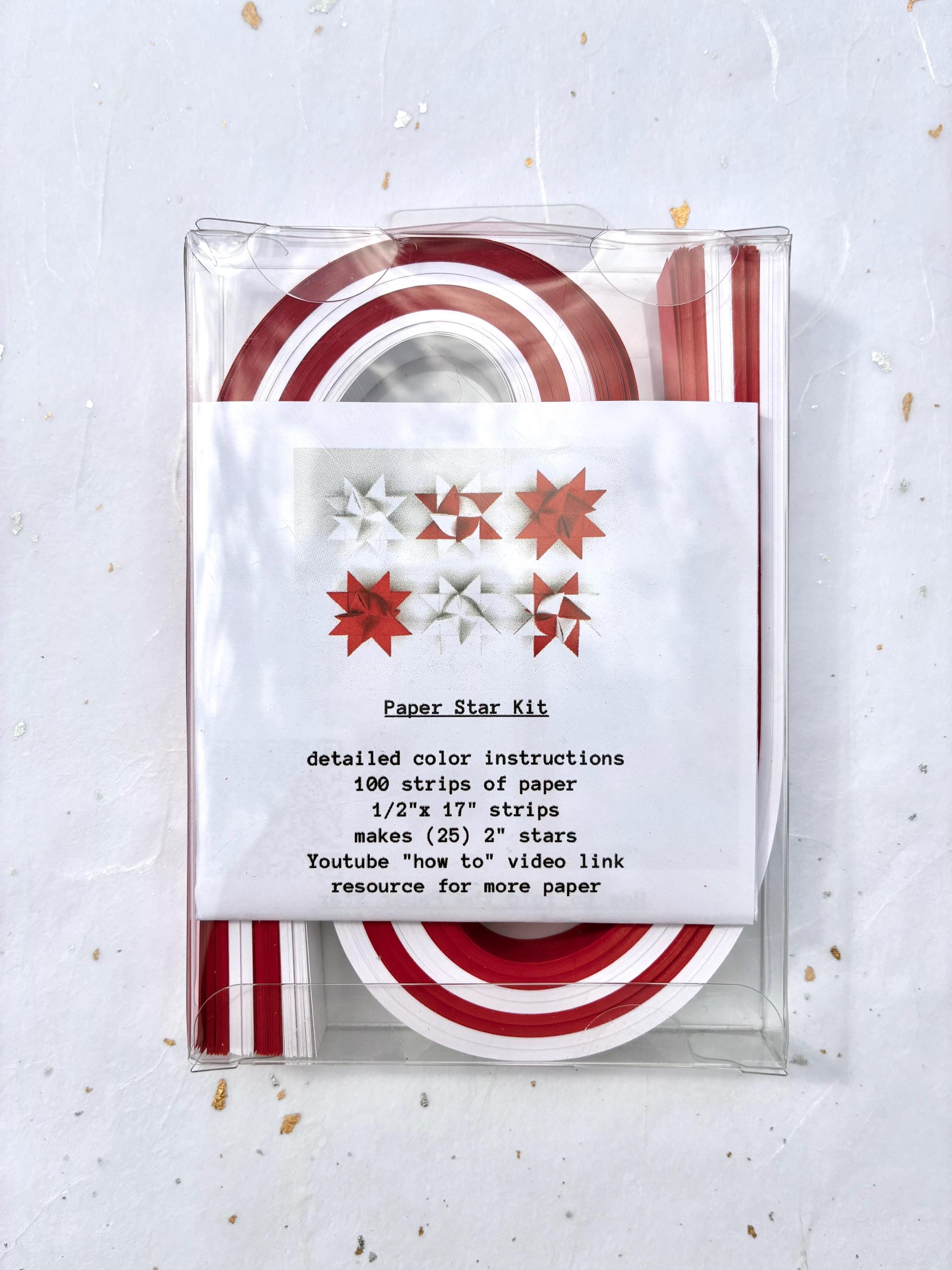 Paper Star Kit~ Froebel Paper Strips & Instructions (100ct) Red/White