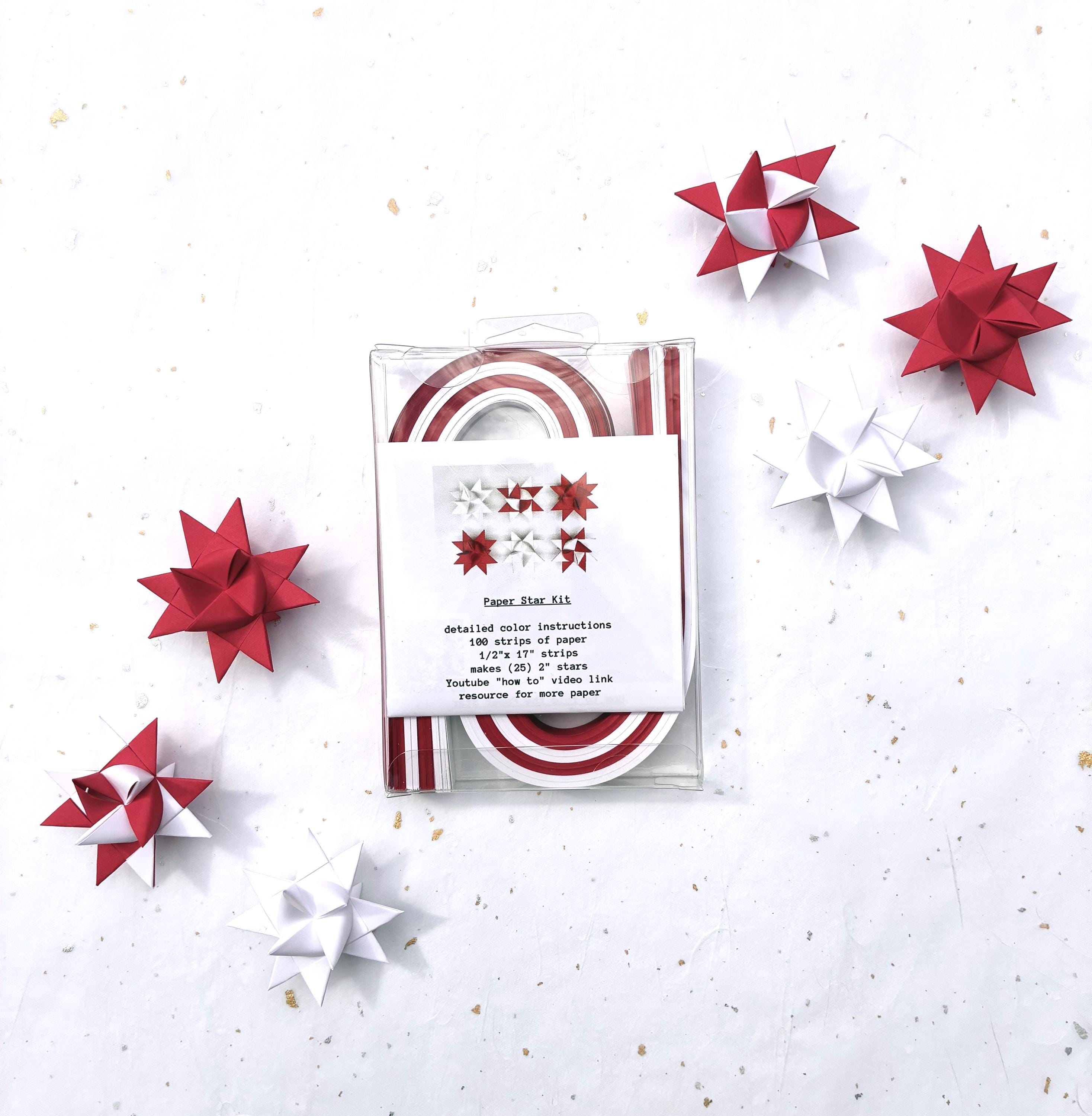 Paper Star Kit~ Froebel Paper Strips & Instructions (100ct) Red/White