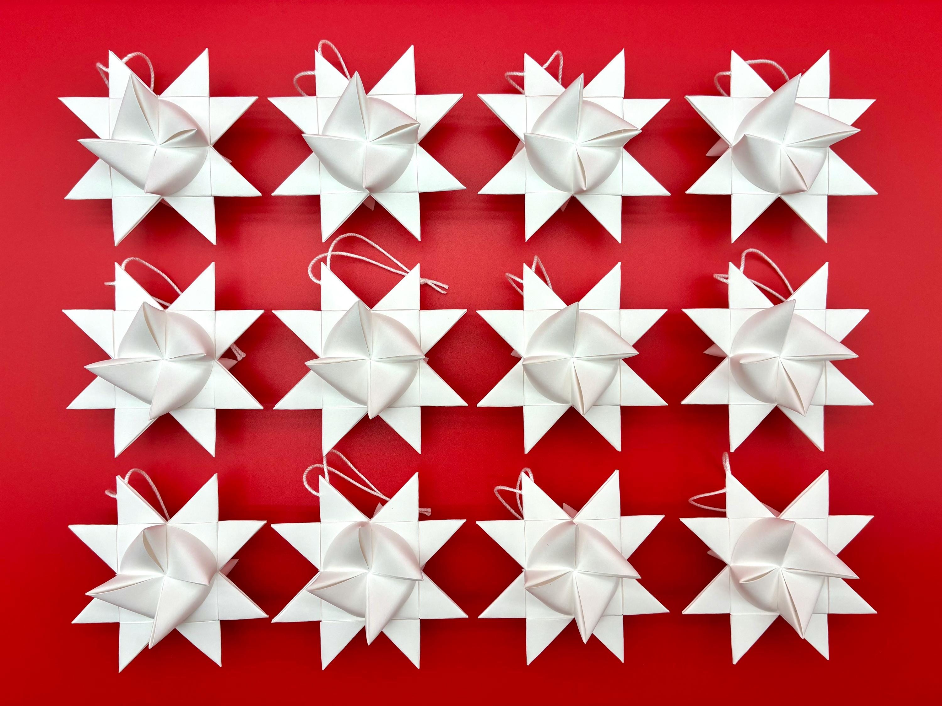 Moravian Paper Star Ornaments ~Bright White (You Choose Color & Size)