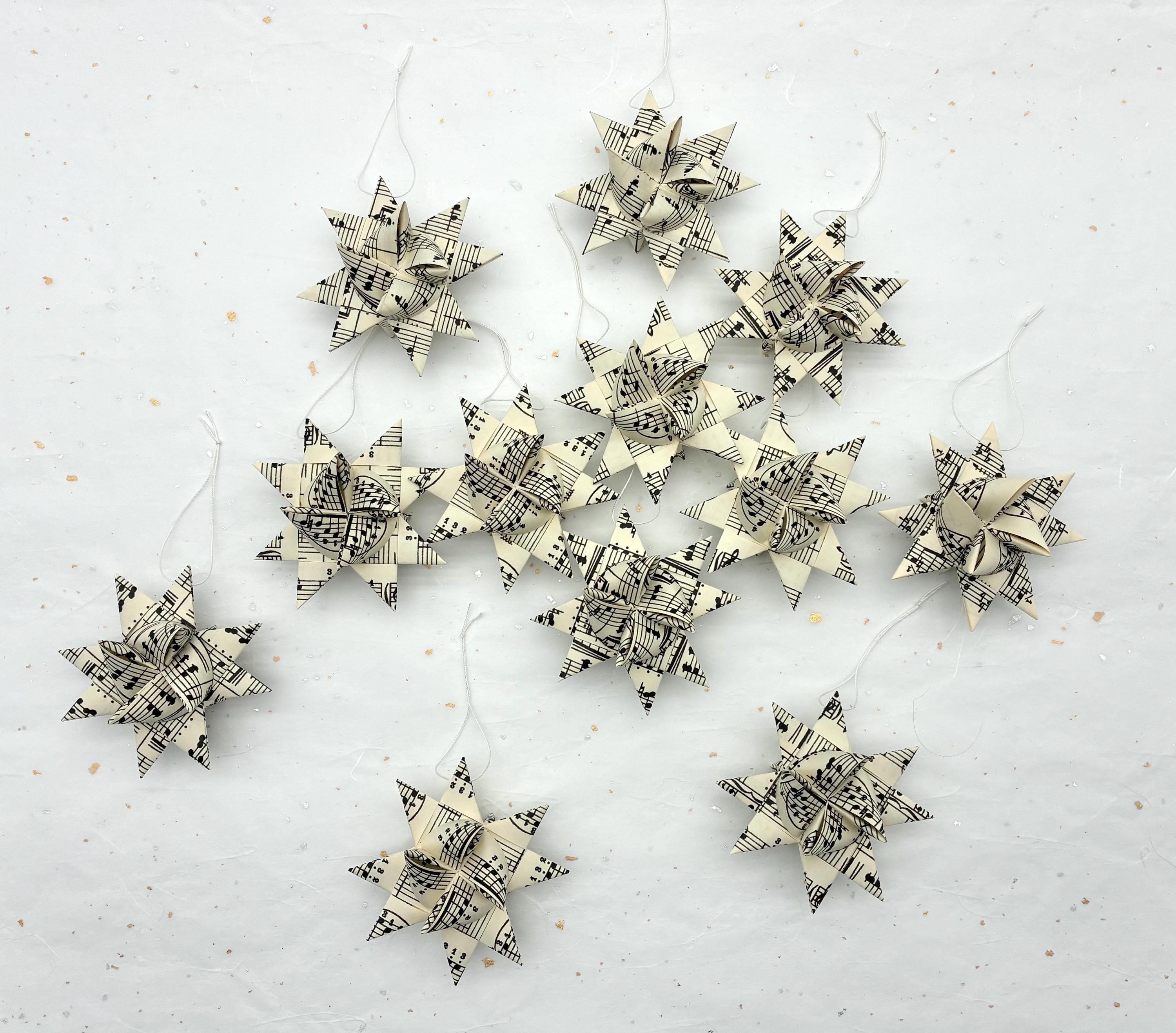 Vintage Music~ Paper Star Ornaments~ (You Choose Size)