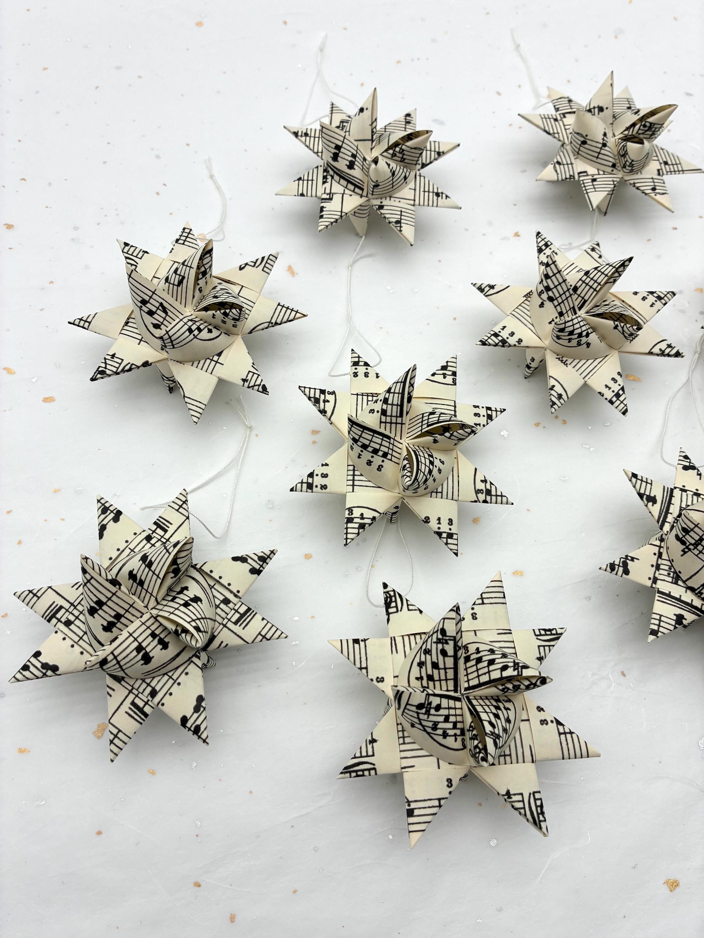 Vintage Music~ Paper Star Ornaments~ (You Choose Size)