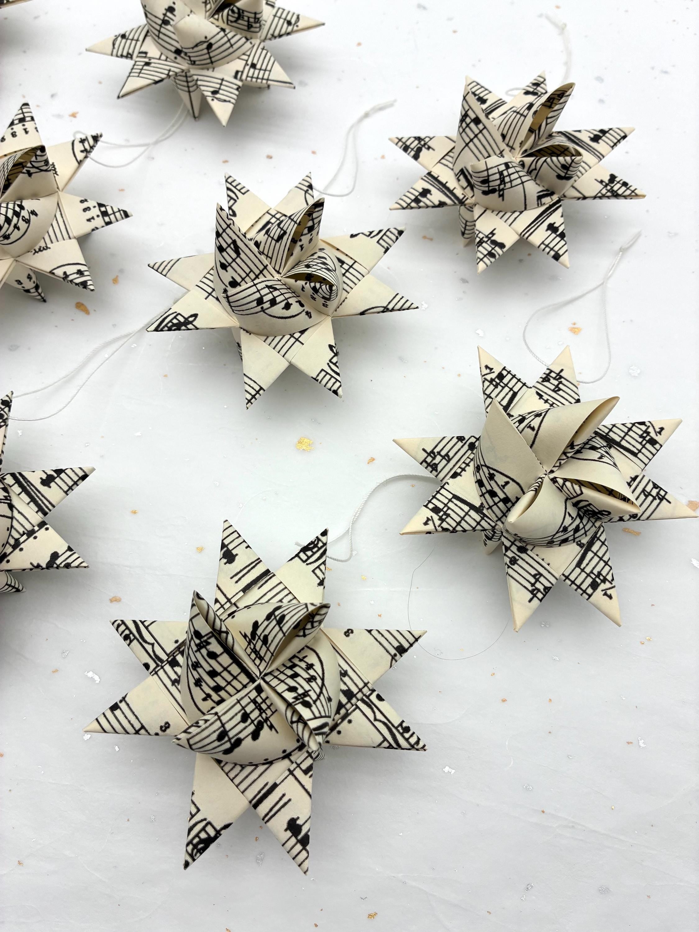 Vintage Music~ Paper Star Ornaments~ (You Choose Size)