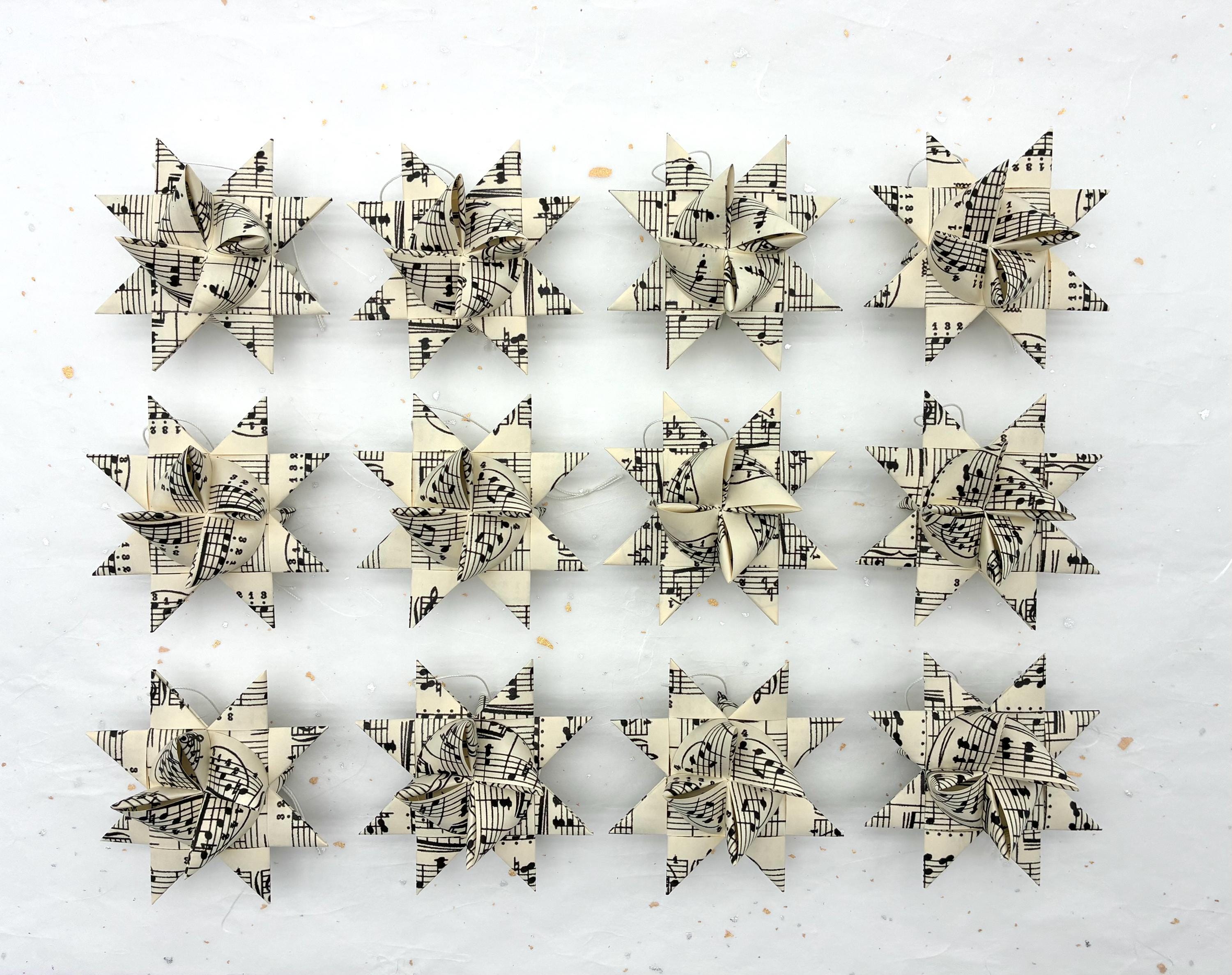 Vintage Music~ Paper Star Ornaments~ (You Choose Size)